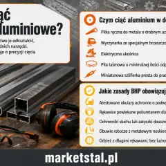 Profile aluminiowe: czym ciąć? Na zdjęciu narzędzia i materiały do cięcia aluminium: piła, okulary, słuchawki.