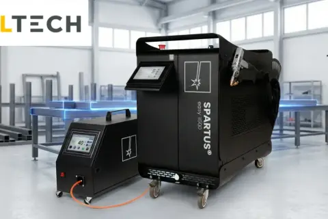 Nowoczesna spawarka laserowa SPARTUS easy 1500 w warsztacie. Sprzęt do precyzyjnych prac spawalniczych.