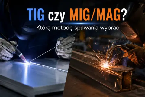 Spawanie TIG i MIG/MAG. Na lewo precyzyjne spawanie z użyciem gazu ochronnego, na prawo iskry i płomień.
