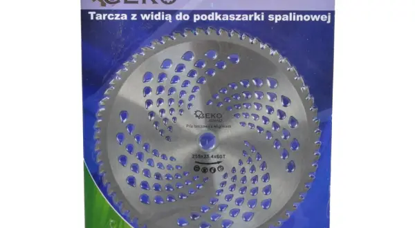 Tarcza z widią do podkaszarki spalinowej GEKO. To piła tarczowa z węglikiem, idealna do cięższych prac.