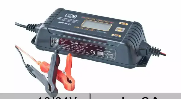 Inteligentna ładowarka MW-SC6B do jakiego napięcia ładować akumulator? Obsługuje 12V i 24V, prąd do 6A.