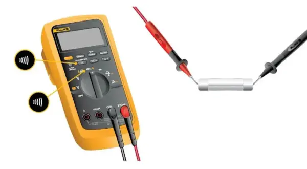 Multimetr Fluke pokazuje, jak sprawdzić w którym miejscu jest przerwany kabel, mierząc ciągłość.