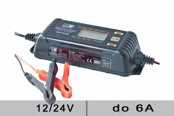 Inteligentna ładowarka MW-SC6B do jakiego napięcia ładować akumulator? Obsługuje 12V i 24V, prąd do 6A.