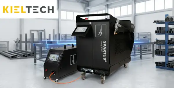Nowoczesna spawarka laserowa SPARTUS easy 1500 w warsztacie. Sprzęt do precyzyjnych prac spawalniczych.